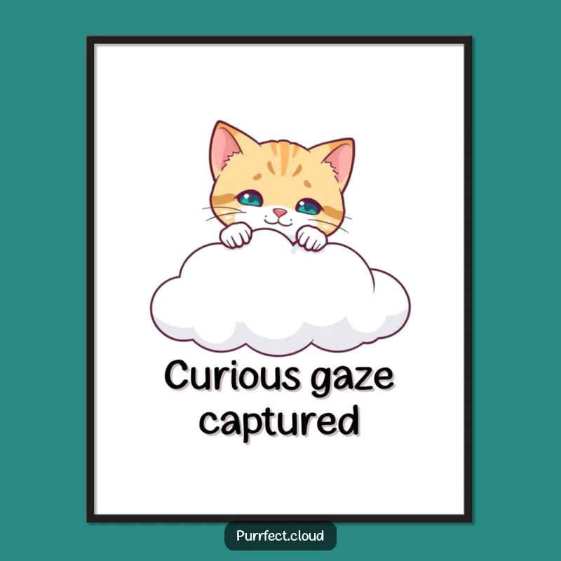 Funny Curious Cat Digital Art: Peeking Kitty Print - Instant Funny Gift