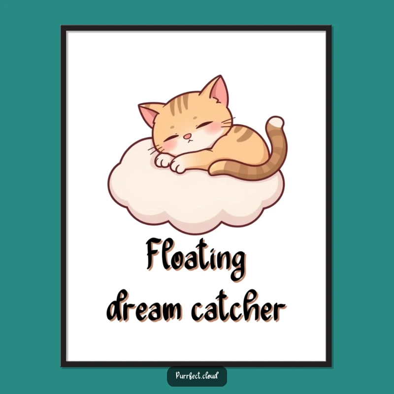 Funny Cloud Cat Peek Digital Art - Curious Feline Print Gift