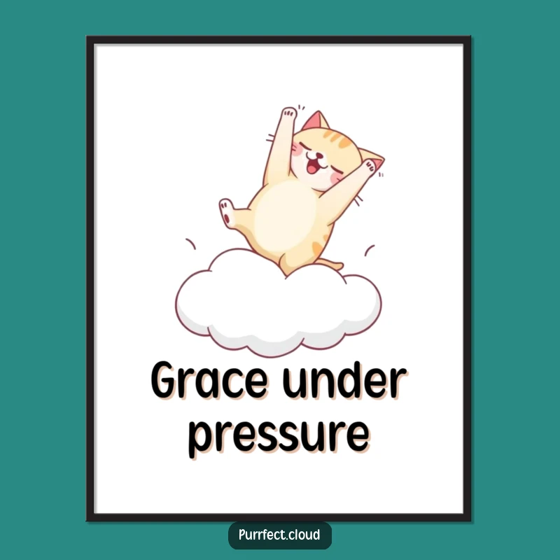 Funny Clumsy Cat Cloud Digital Art - Instant Hilarious Gift for Whimsical Decor