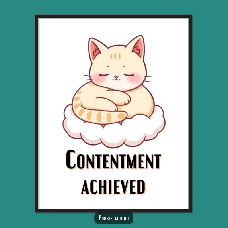 Funny Content Cat Digital Art: Instant Feline Peace and Humorous Serenity for Walls