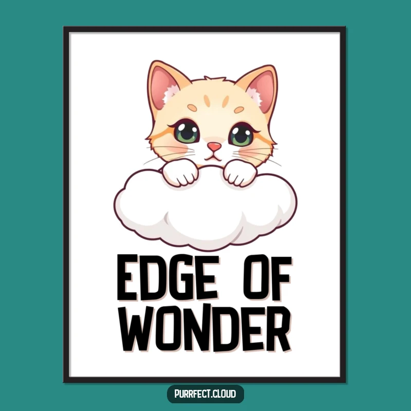 Funny Curious Cat Cloud Digital Art - Instant Humorous Download for Decor