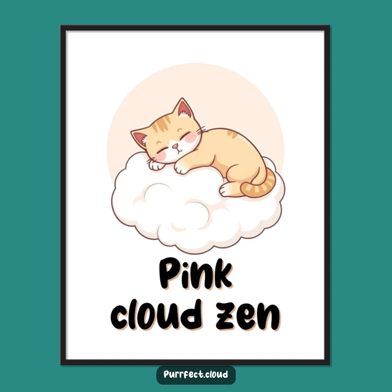 Funny Cat Cloud Digital Art: Contented Stretch Decor, Cozy Instant Gift