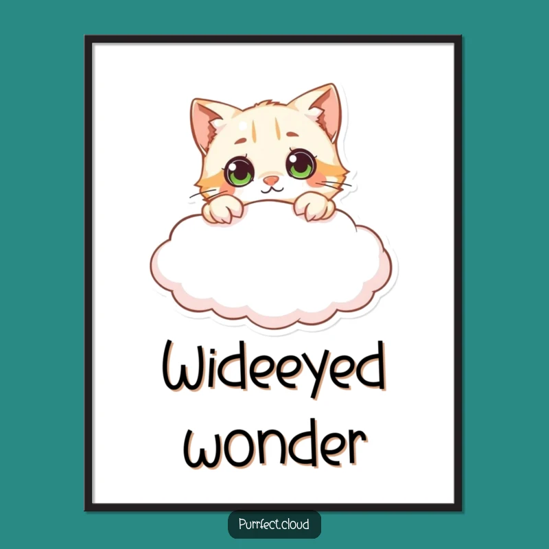 Funny Curious Cat Cloud Digital Art - Intriguing Wall Decor