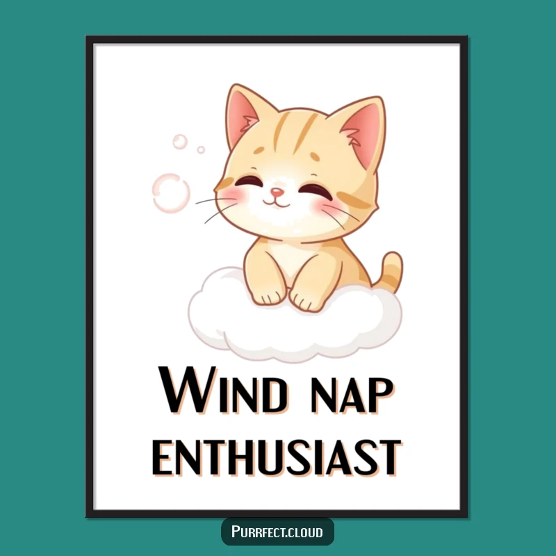 Funny Cat Cloud Wind Catching Digital Art - Instant Whimsy Gift