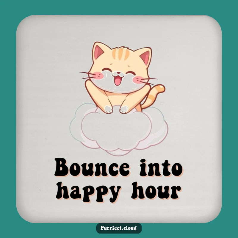 Funny Kawaii Cat Cloud Coasters (Set of 4): Protect Surfaces with Bouncing Feline Humor