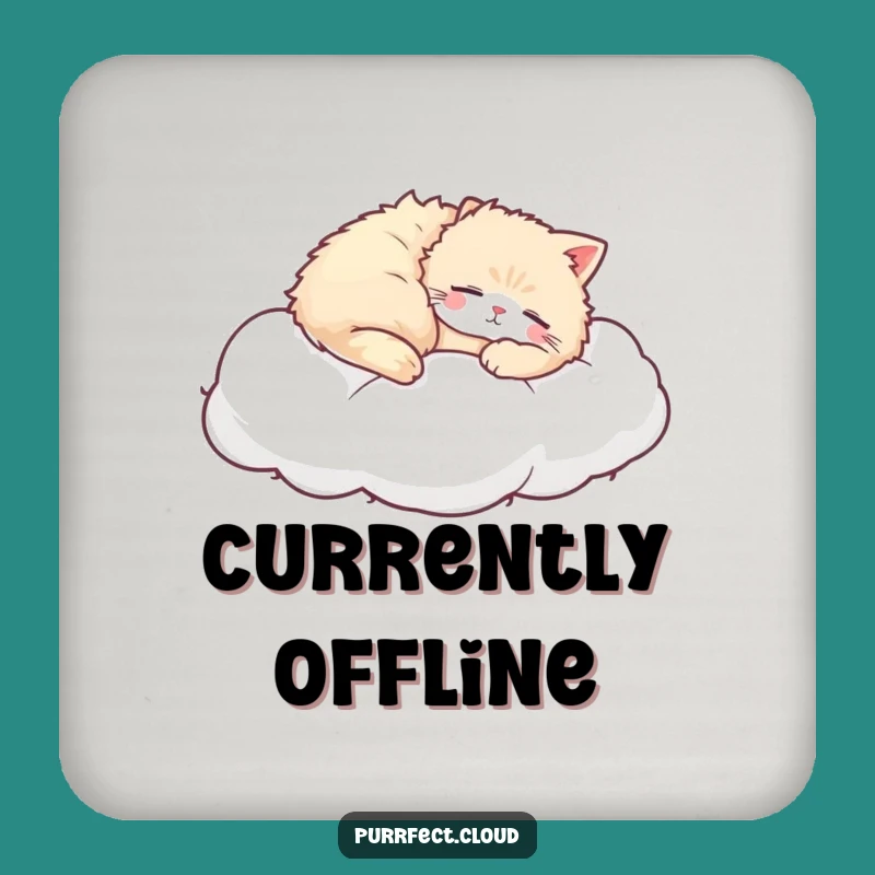 Funny Cat Cloud Coaster: Peaceful Napping Feline, Cute Table Protector Gift