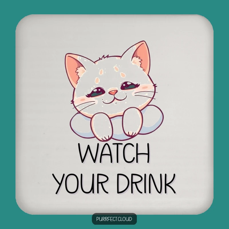 Funny Cat Cloud Coaster: Mischievous Art for Drinks, Great Gift