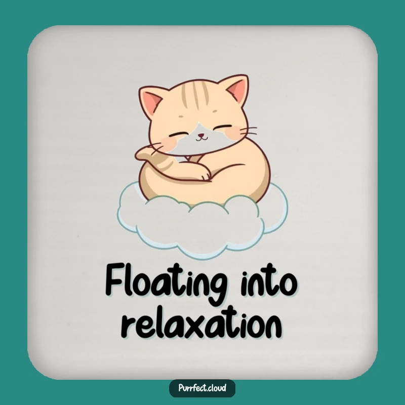 Funny Cat Cloud Coaster: Serene Art for Drinks, Great Gift