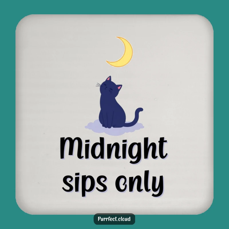 Funny Cat Moon Coaster - Silhouette Drink Protector