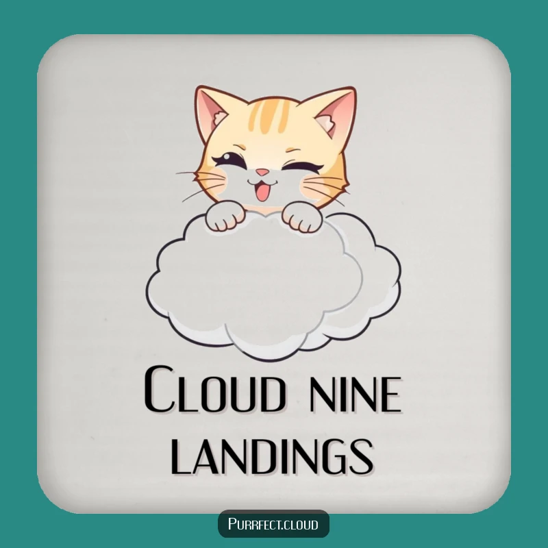 Funny Cat Pouncing Cloud Coaster Set - Protect Surfaces with Hilarious Style