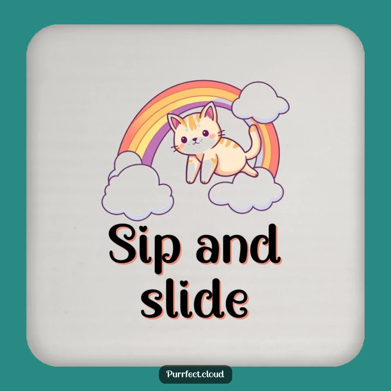Funny Cat Rainbow Coaster Set - Protect Surfaces with Whimsical Humor
