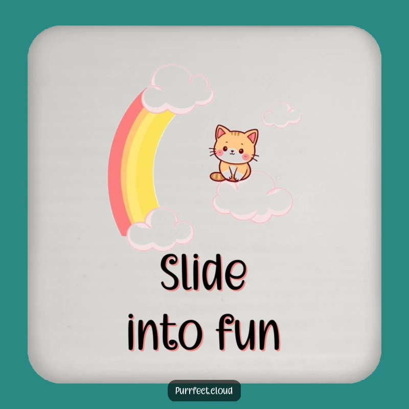 Funny Cat Rainbow Slide Coaster: Protect Surfaces with Magic