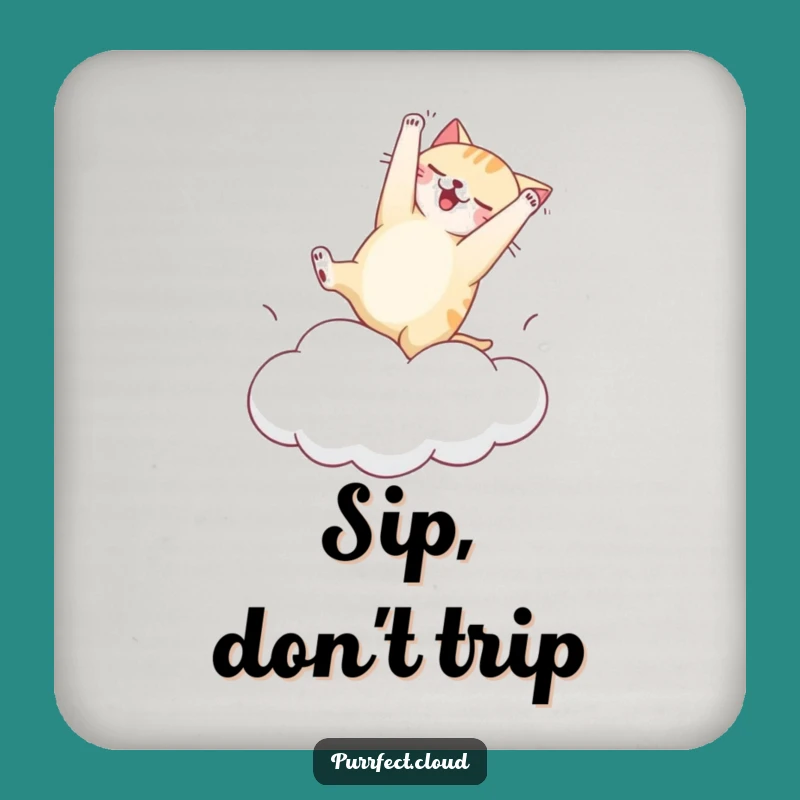 Funny Cat Somersault Drink Coaster - Hilarious Gift to Protect Surfaces with Flair