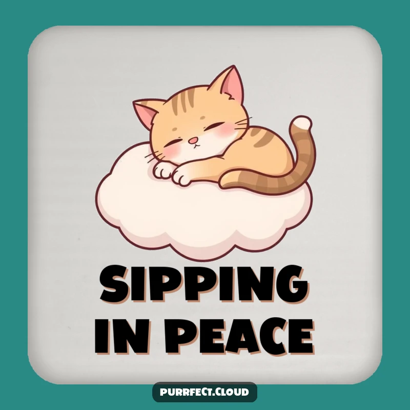 Funny Cloud Cat Peek Drink Coaster - Curious Table Protector Gift