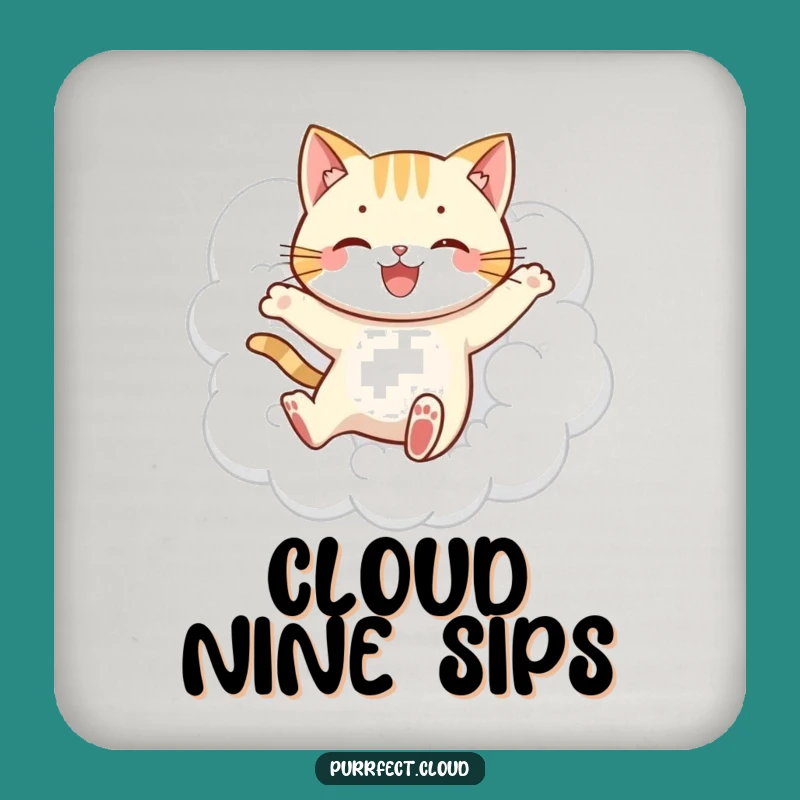 Funny Jumping Cat Cloud Coasters - Protect Surfaces with Play