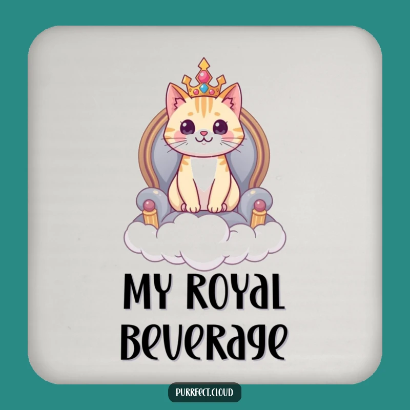 Funny Regal Cat Cloud Throne Coaster - Protect Surfaces with Majesty