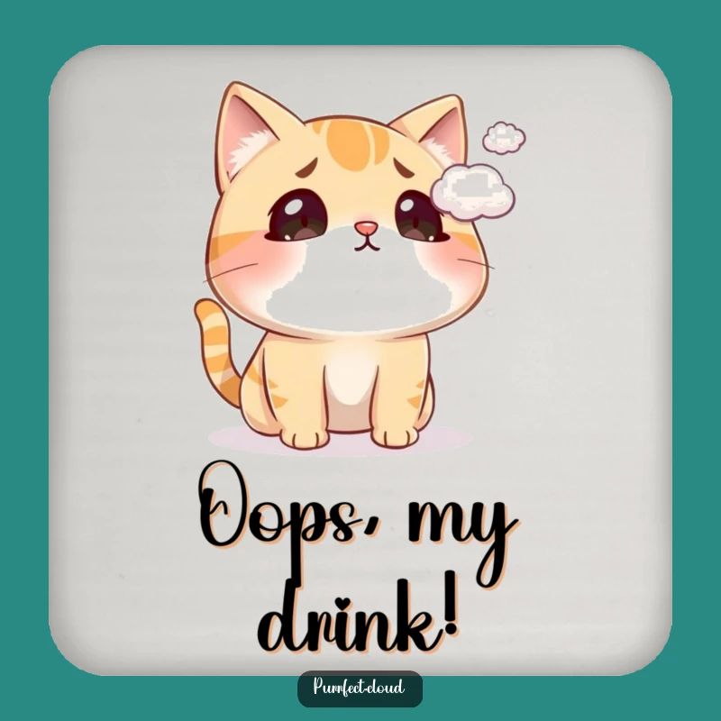 Funny Surprised Cat Cloud Coasters (Set of 4): Protect Surfaces with Feline Surprise Humor