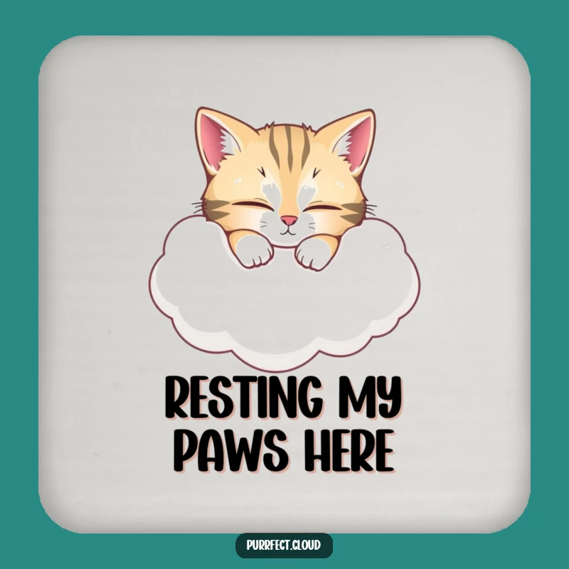 Funny Cat Cloud Nap Coaster: Cute Kitty Drink Protection - Charming Funny Gift