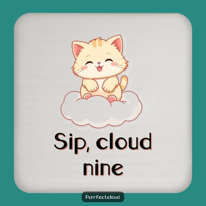 Funny Fluffy Cloud Cat Bouncing Drink Coaster, Protect Surfaces with Humor