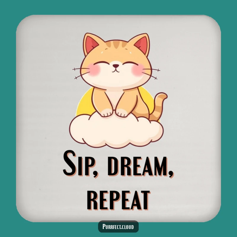 Funny Cat Sunset Cloud Coaster - Protect Surfaces with Feline Humor