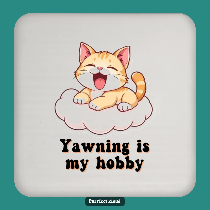 Funny Yawning Cat Coaster: Playful Cloud Protection - Charming Funny Gift