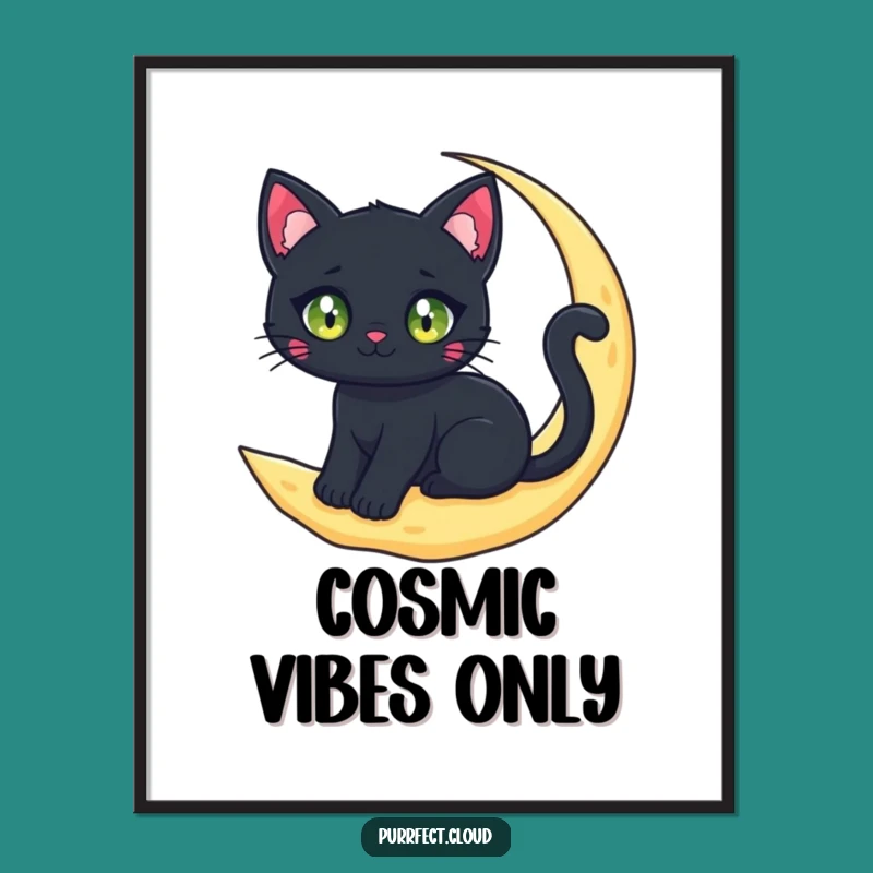 Funny Black Cat Moon Poster: Bring Magical Night Vibes to Your Walls