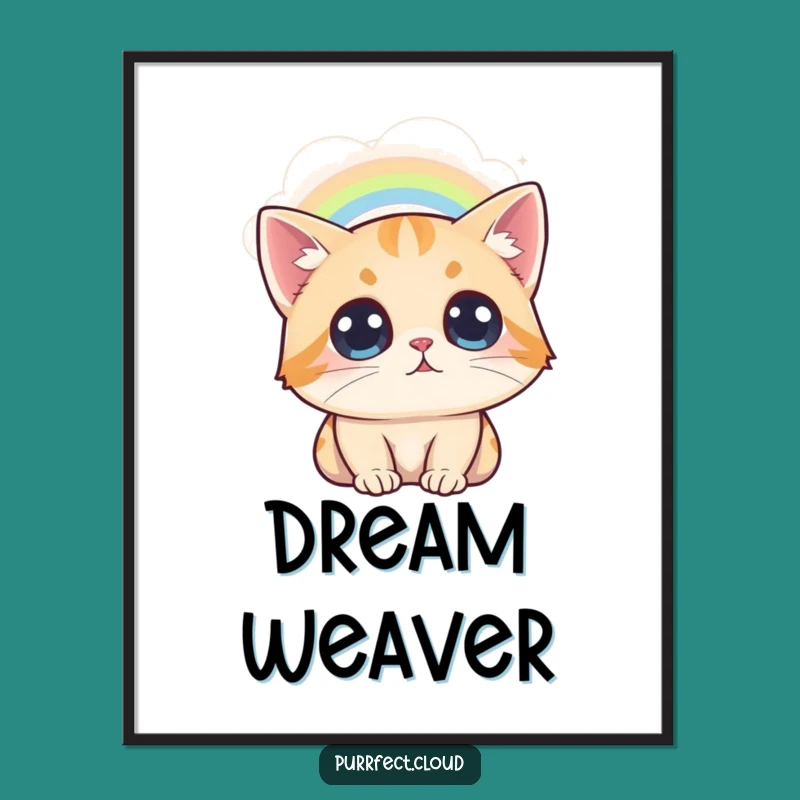 Funny Cat Rainbow Poster: Awestruck Feline Art, Magical & Hopeful Decor Gift