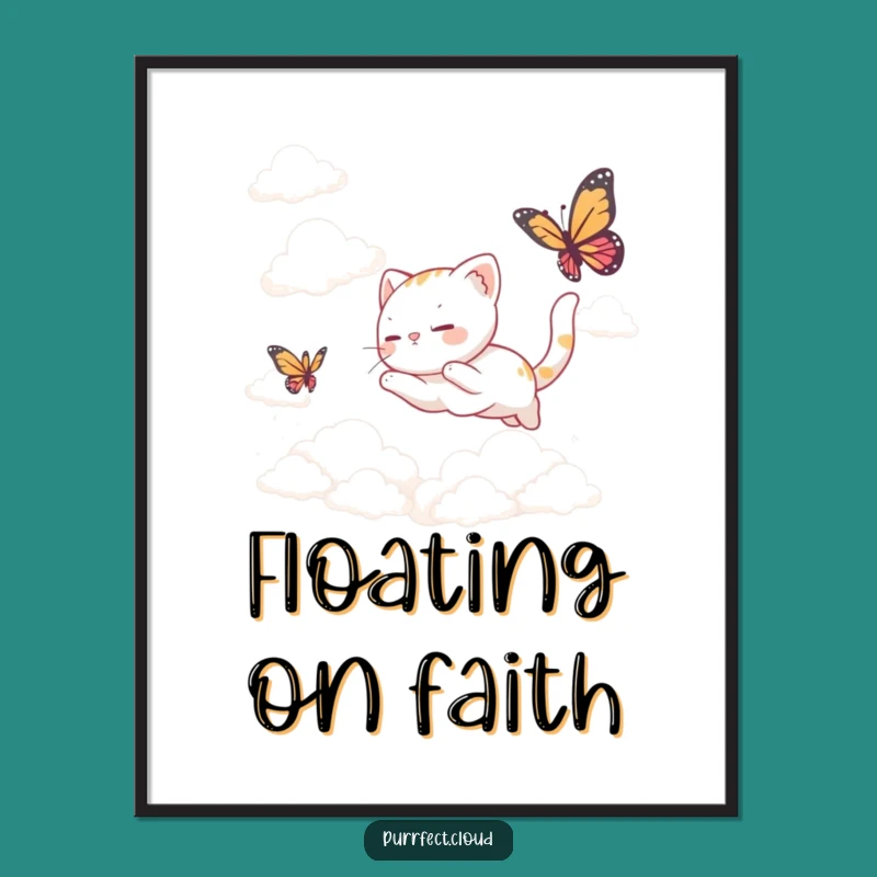 Funny Cat Butterfly Clouds Poster: Bring Whimsical Dreams to Your Walls