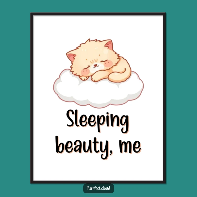Funny Cat Cloud Poster: Peaceful Slumber Art, Perfect Wall Decor Funny Gift