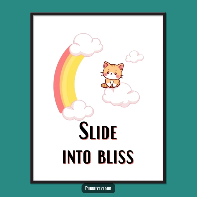 Funny Cat Rainbow Slide Poster: Bring Magic to Your Walls