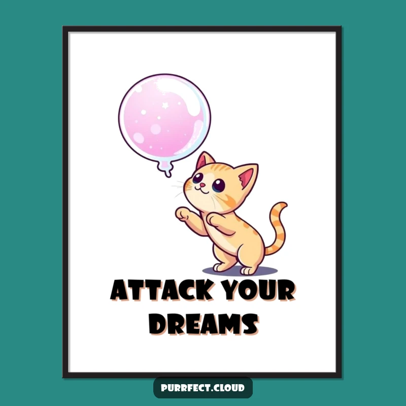 Funny Pouncing Cat Poster: Decorate Your Space With Ambition