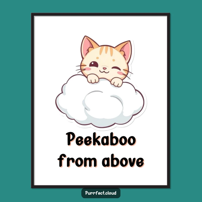 Funny Curious Cat Cloud Poster: Adorn Your Walls with Feline Wonder and Humor