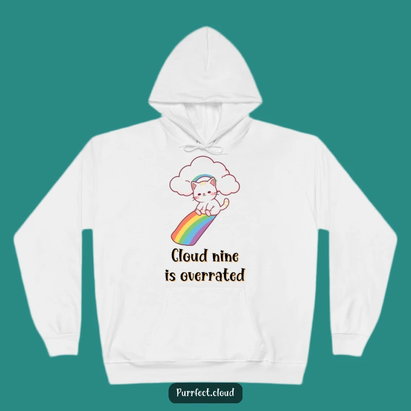 Funny Cat Rainbow Slide Cozy Hoodie - Whimsical Cloud Comfort