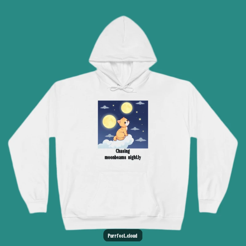 Funny Moon Gazing Cat Cloud Hoodie - Cozy Celestial Feline Gift