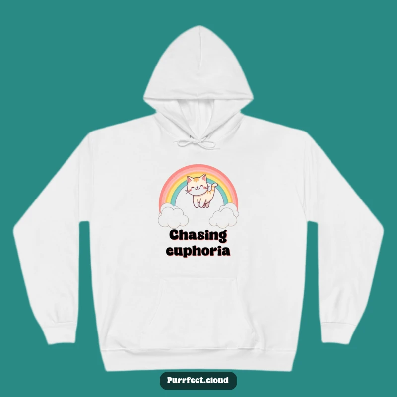 Funny Rainbow Sliding Cat Hoodie - Cozy Up with Color