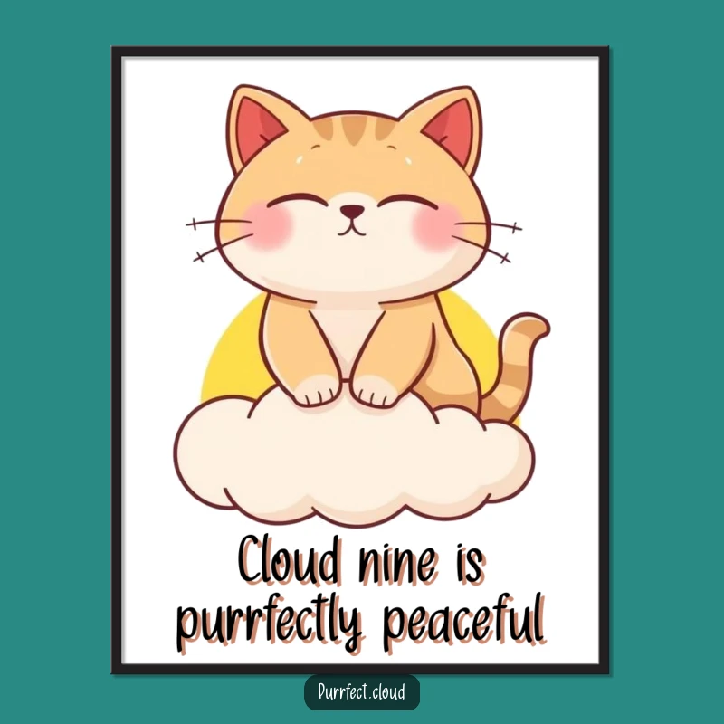 Free Printable Wall Art: Dreamy Cat Sunset Cloud, Funny Downloadable Art Gift