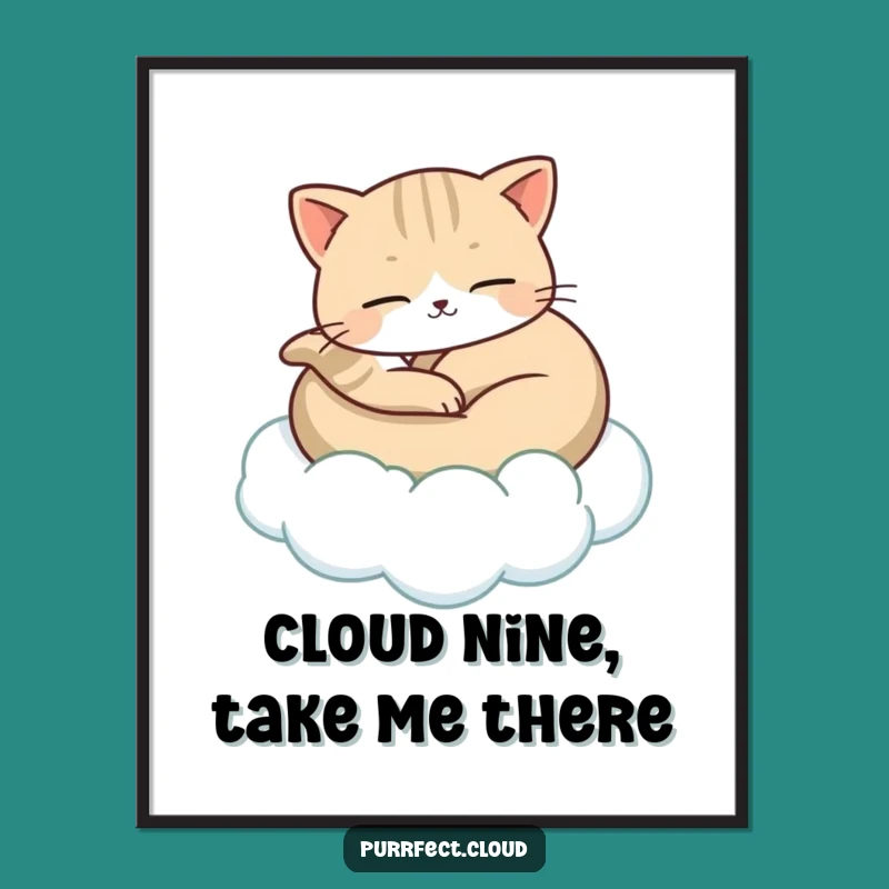 Funny Free Printable Cat Wall Art: Cloud Carrier Kitty Downloadable Decor
