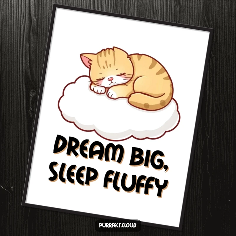 Funny Free Printable Wall Art: A cat blissfully napping on a plush, fluffy white cloud.