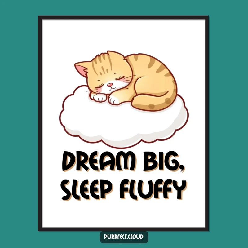Free Printable Wall Art: Sleeping Cat Cloud Nap! Funny Downloadable Design for Your Room!