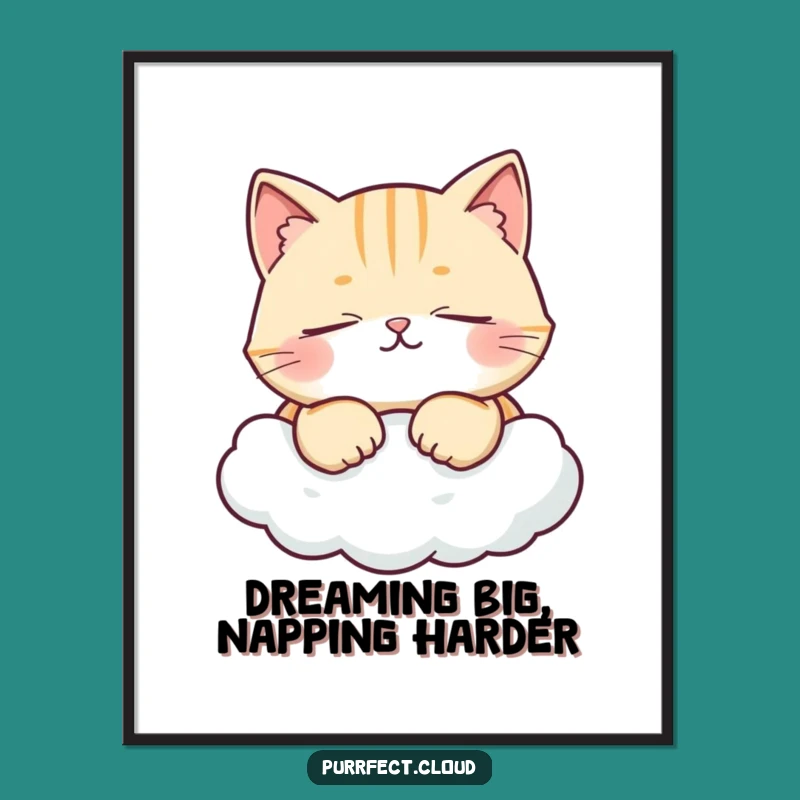 Free Printable Wall Art: Blissful Cloud Cat - Funny Downloadable Art for Your Home