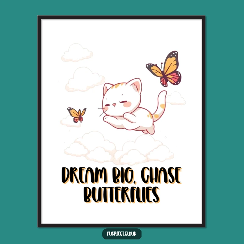 Free Printable Cat Butterfly Wall Art - Dreamy Downloadable Decor