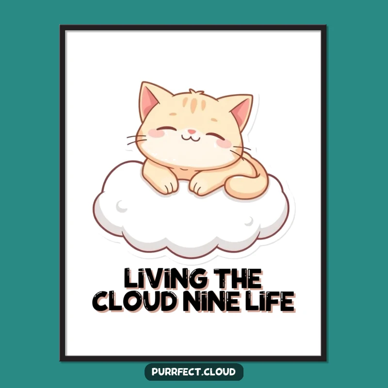 Free Printable Content Cat Wall Art - Funny Downloadable Serene Decor Gift!