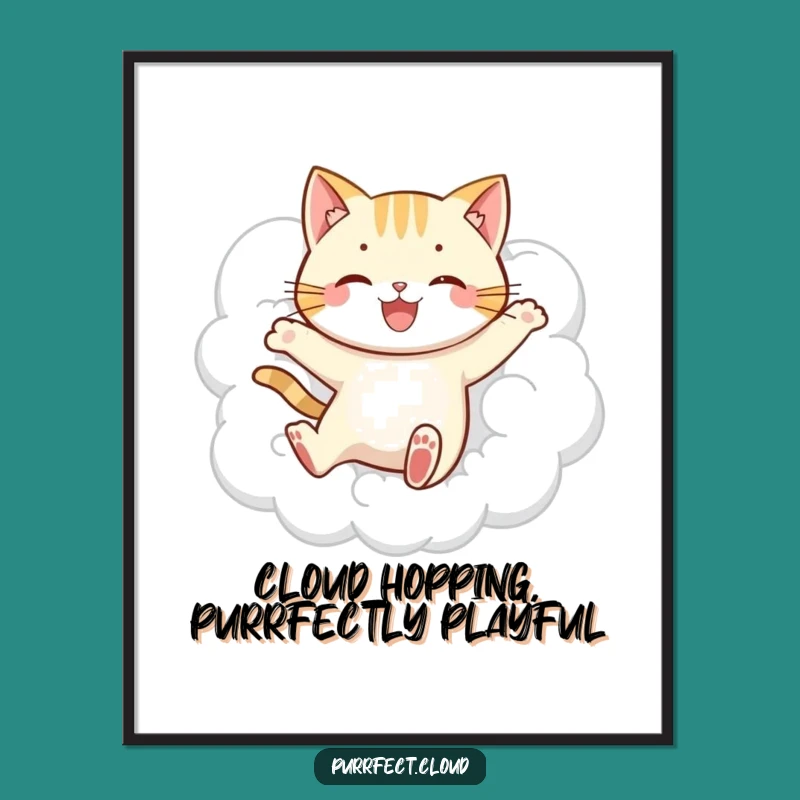 Free Printable Leaping Cat Wall Art - Funny Downloadable Dreamy Decor Gift!