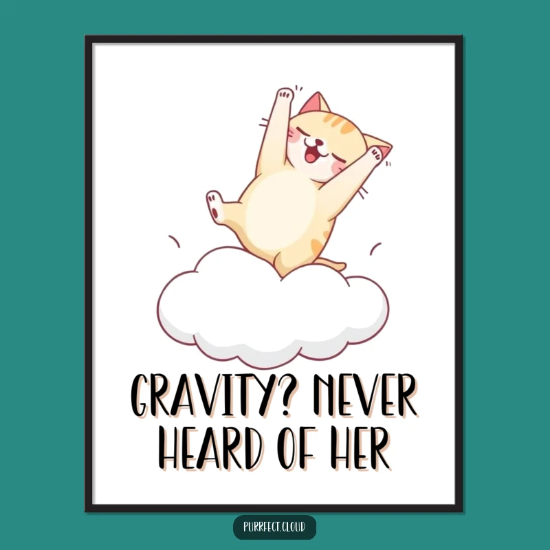 Free Printable Wall Art: Clumsy Cat Somersault, Funny Downloadable Art Decor