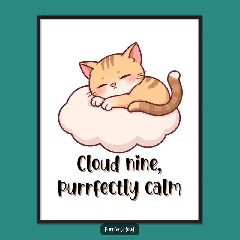 Free Printable Wall Art: Contented Cloud Cat, Humorous Downloadable Decor for Dreamers