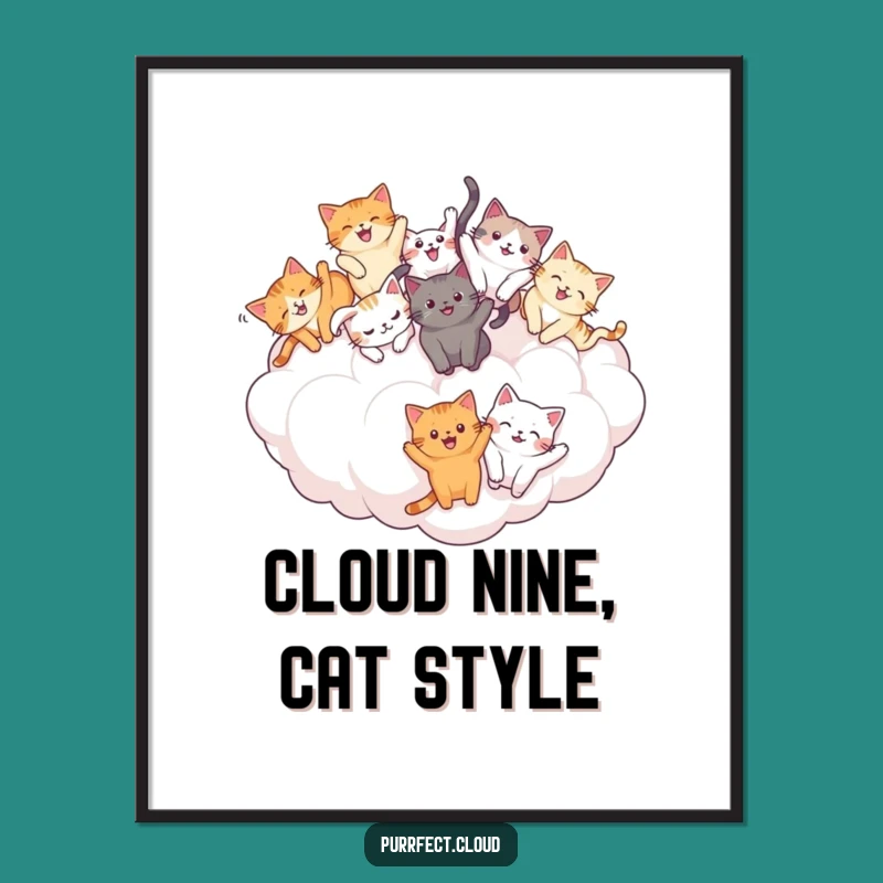 Free Printable Wall Art: Joyful Cats Tumbling Cloud Humorous Downloadable Art