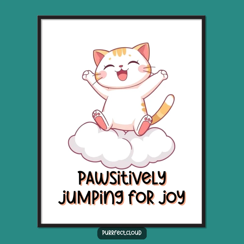 Free Printable Wall Art: Jumping Cat Clouds! Funny Downloadable Design for Your Room!