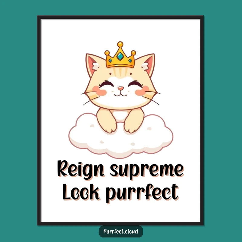 Free Printable Wall Art: Regal Cat Crown - Funny Downloadable Art