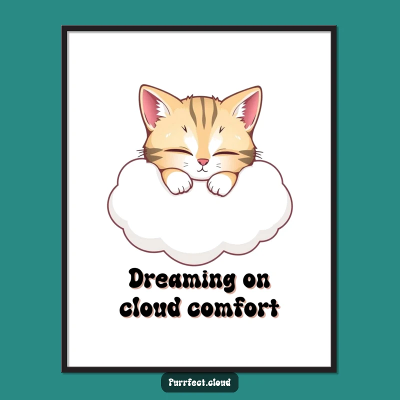 Free Printable Wall Art: Serene Cat Cloud Nap Humorous Downloadable Art
