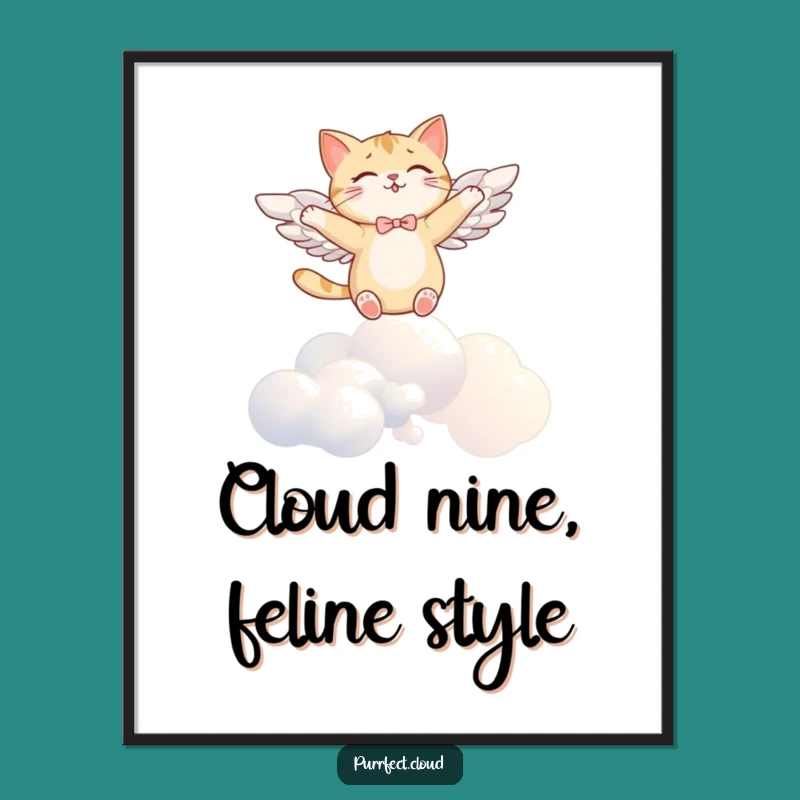 Free Printable Wall Art: Winged Cat Serenity Funny Downloadable Decor